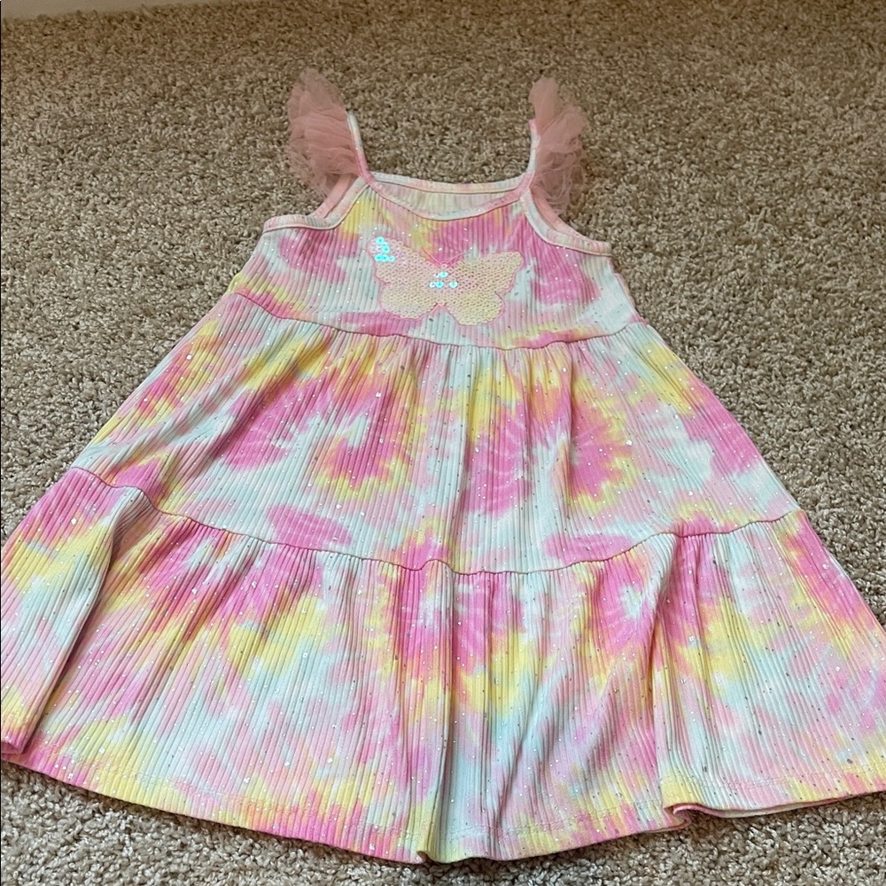 Sweet Dreams Pink and Yellow Tie-Dye Dress